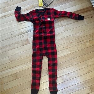 NWT Lazy One Red and Black Checkered Kids Long John’s